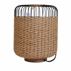 Lampara De Mesa Diseño Alambre Y Mimbre Taupe FREE HOME Unidad