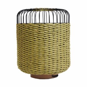 Lampara De Mesa Diseño Alambre Y Mimbre Verde FREE HOME Unidad