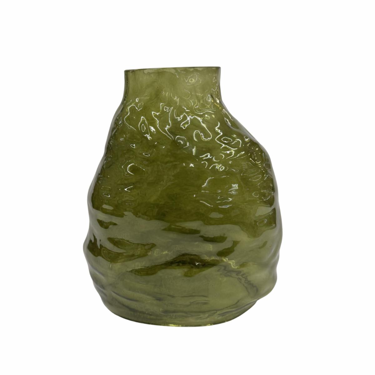 Florero Decorativo Verde Oliva Martillado FREE HOME Unidad