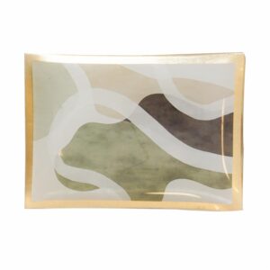 Bandeja Decorativa Verde Abstracto Rectangular FREE HOME Pequeño