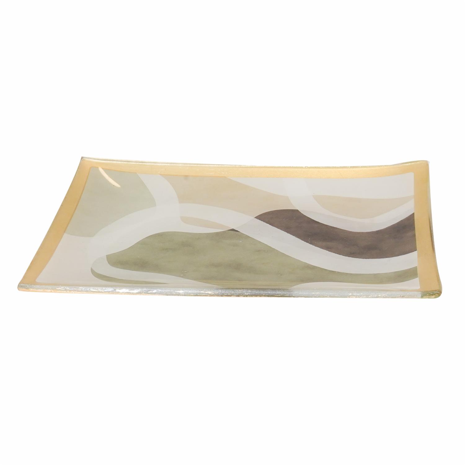 Bandeja Decorativa Verde Abstracto Rectangular FREE HOME Pequeño