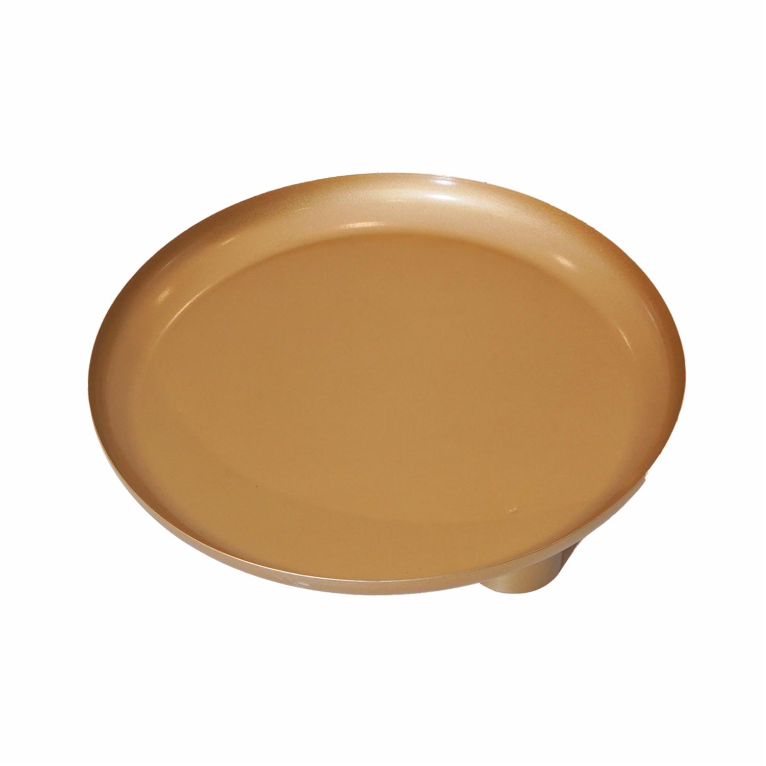 Bandeja Decorativa Dorada Con Pie Redonda FREE HOME Unidad