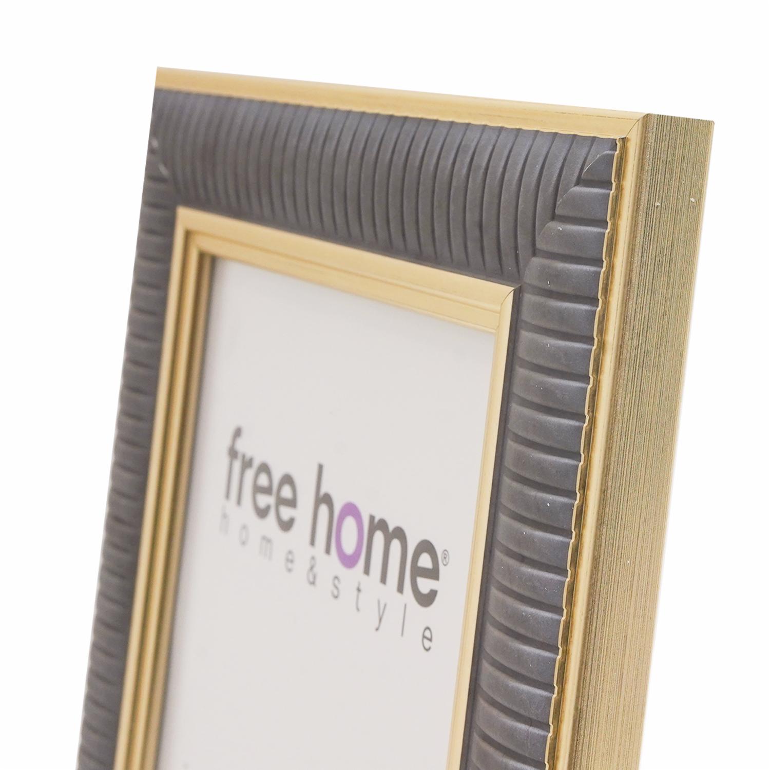 Porta Retrato Marco Gris Dorado FREE HOME 10X15 Cm