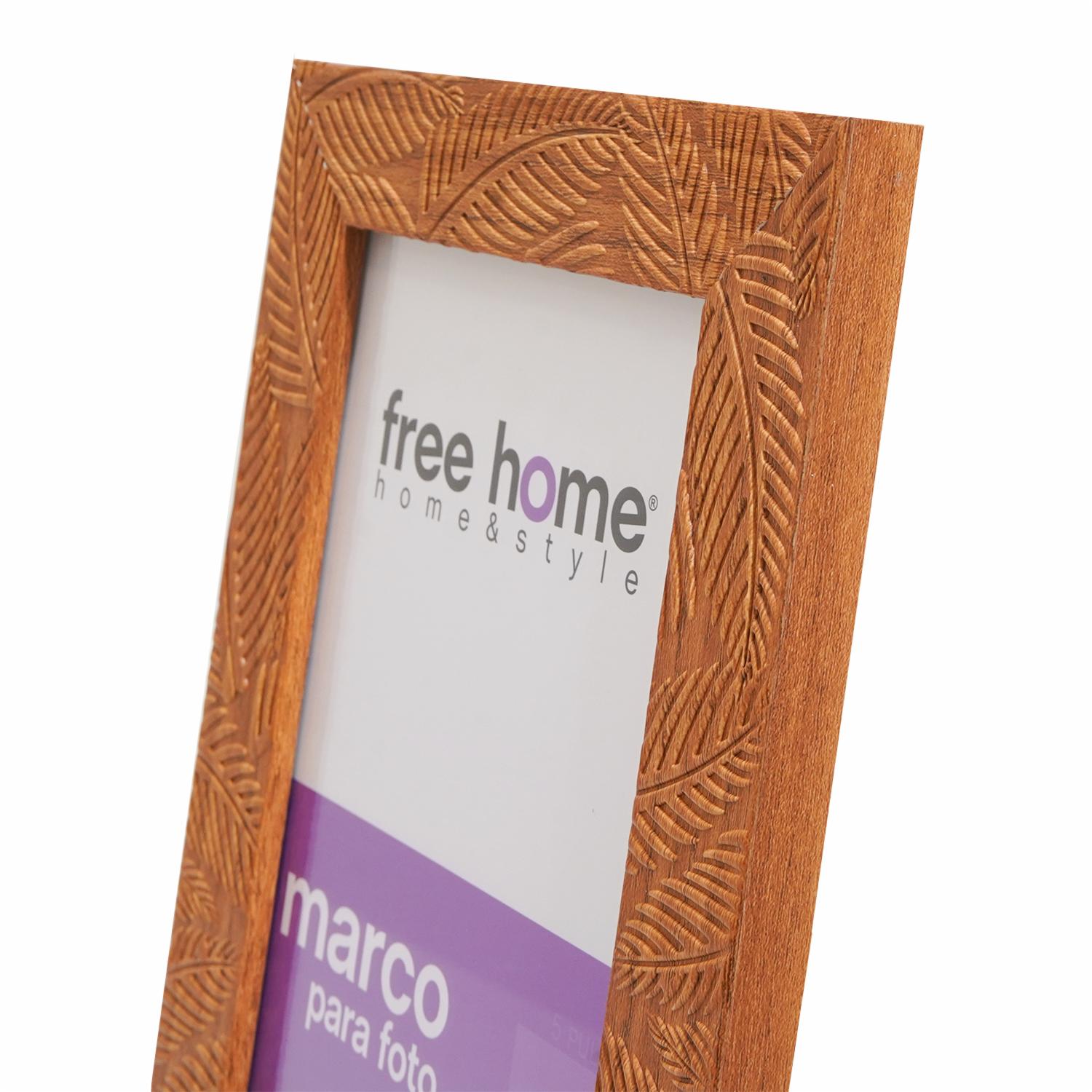 Porta Retrato Diseño Hojas Madera FREE HOME 13X18 Cm
