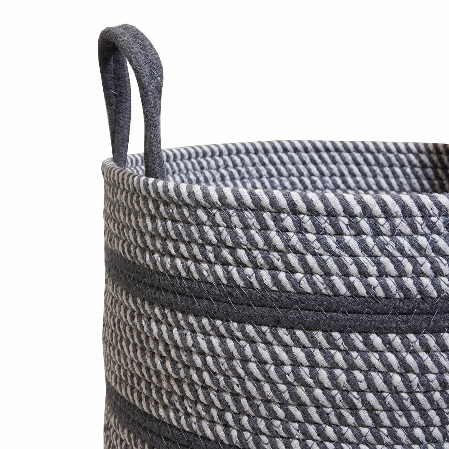 Cesta De Mimbre Color Gris Con Blanco Color Grande FREE HOME Unidad