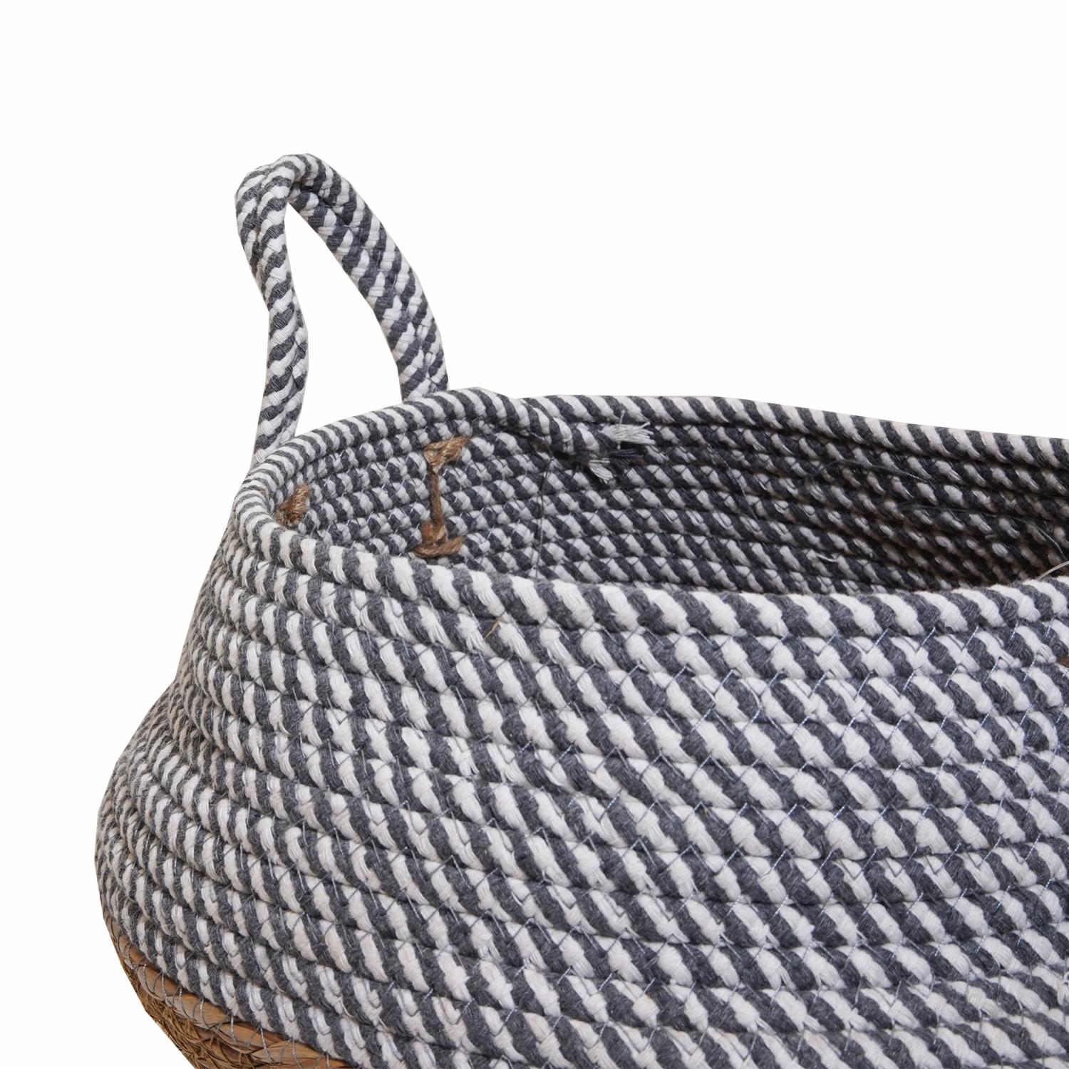 Cesto De Mimbre Color Gris Con Blanco FREE HOME Unidad