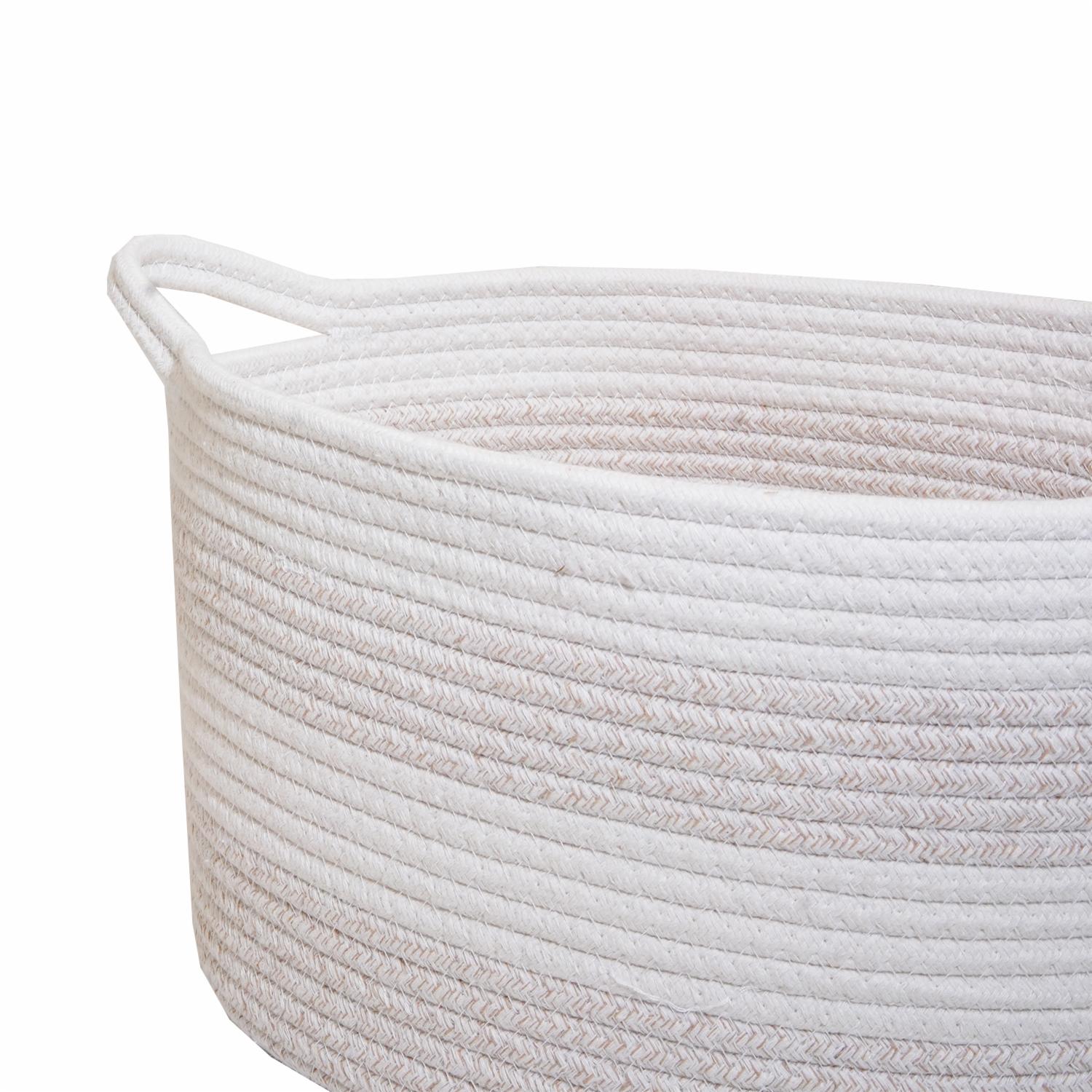Cesto De Mimbre Color Crema Con Blanco FREE HOME Unidad
