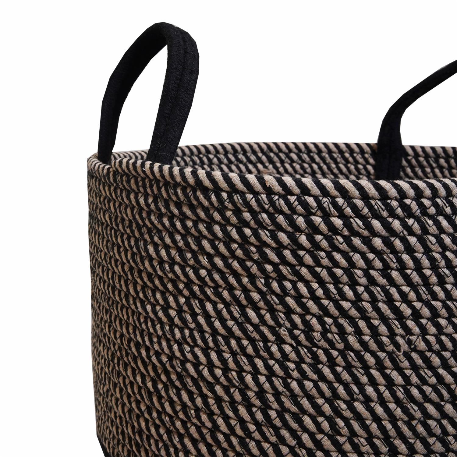 Cesta De Mimbre Color Negro Con Beige FREE HOME Unidad