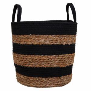 Cesto De Mimbre Color Negro Y Café FREE HOME Unidad