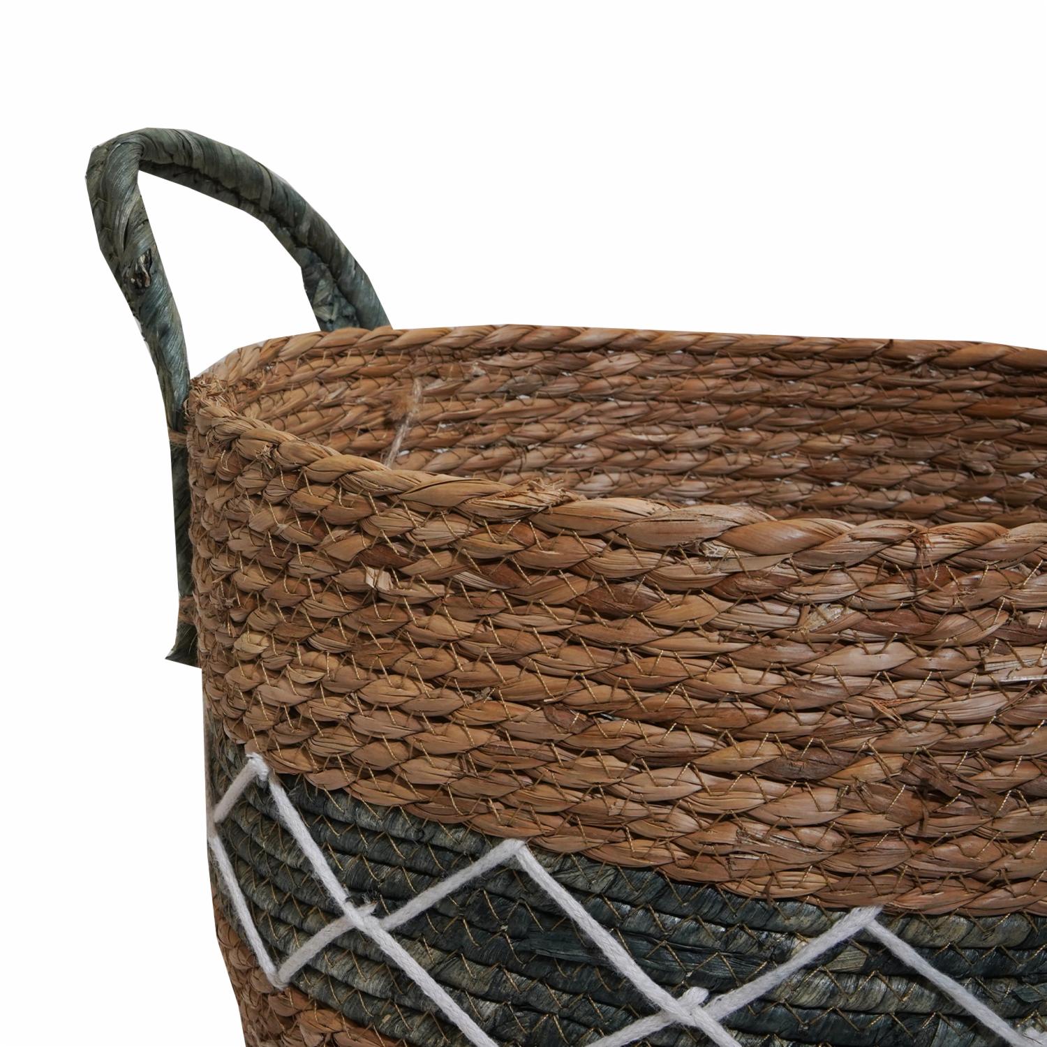 Cesto De Mimbre Color Verde Con Línea Blanca FREE HOME Unidad - Imagen 2