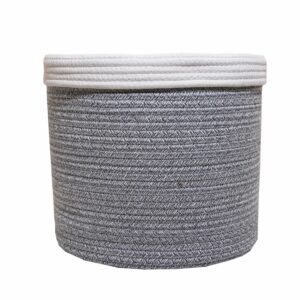 Cesto De Mimbre Color Gris Con Blanco Sin Azas FREE HOME Unidad