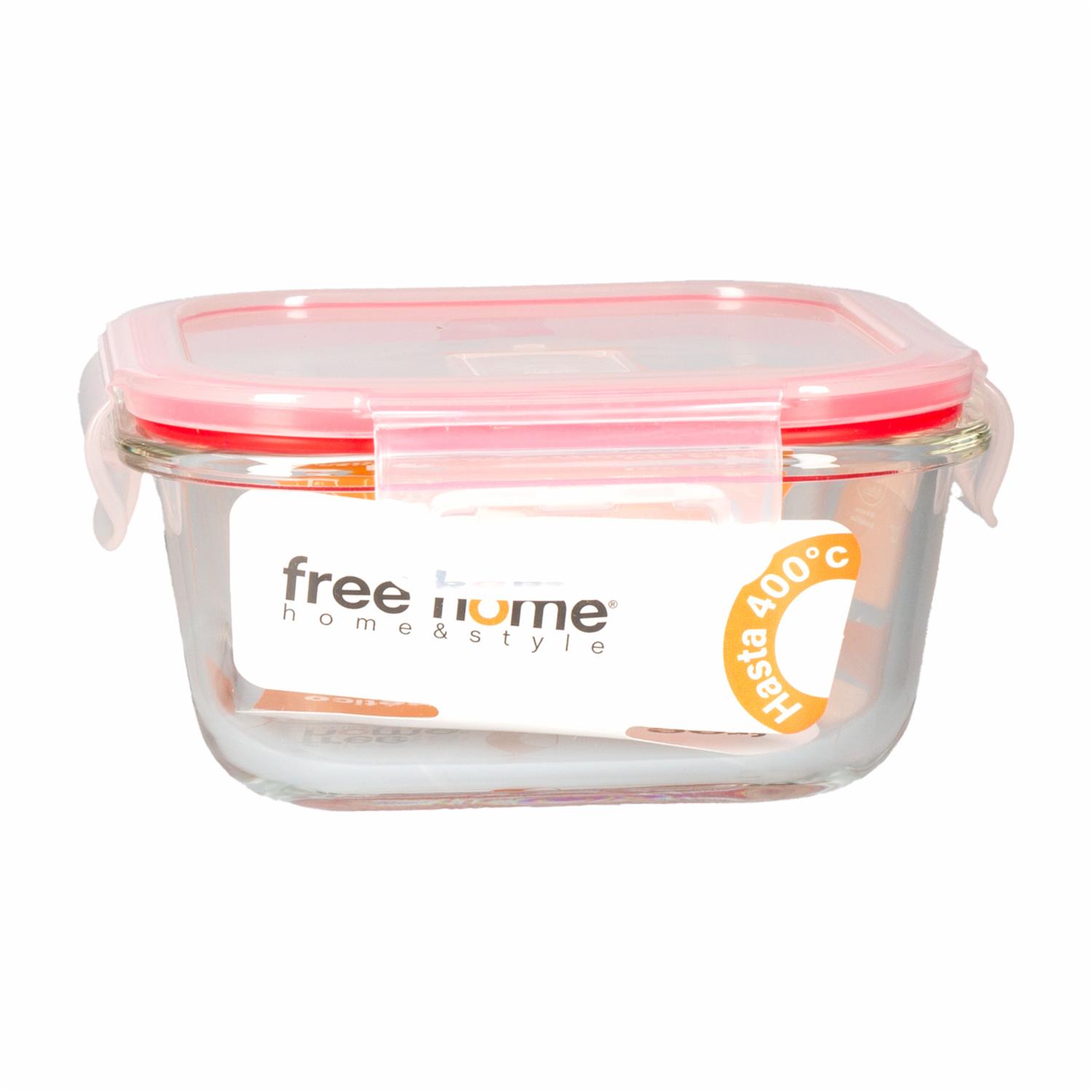 Repostero Refractario Hermético Rectangular Con Válvula Rojo Claro FREE HOME 520 Ml - Imagen 2