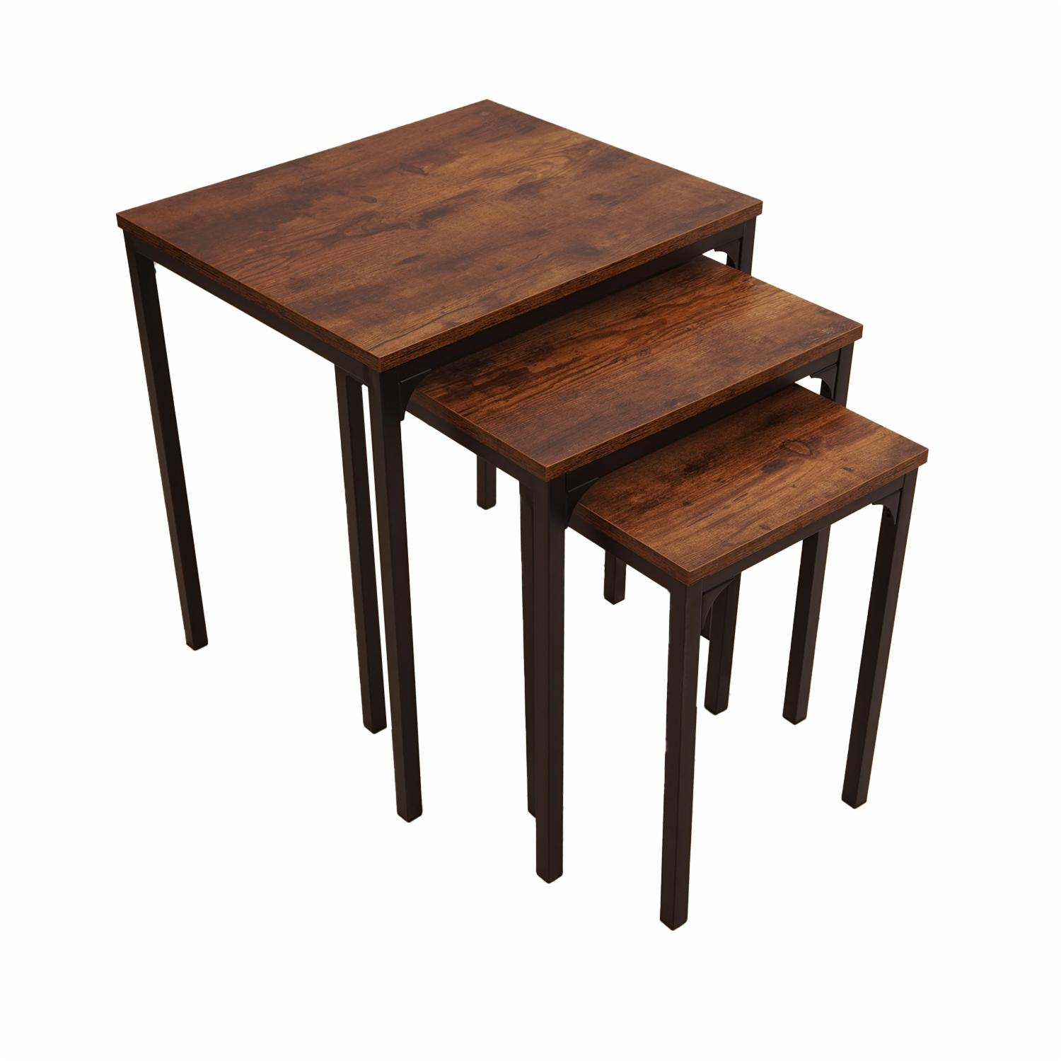 Juego De Mesas Auxiliares De Madera Y Soporte De Metal Para Decoración FUJIAN X 3 Uds