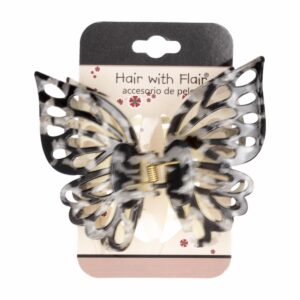 Clip De Cabello De Mariposa Negro Con Blanco HAIR WITH FLAIR Unidad