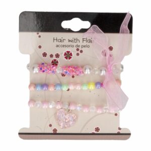 Pulseras De Niñas Con Corazón HAIR WITH FLAIR X3 Uds