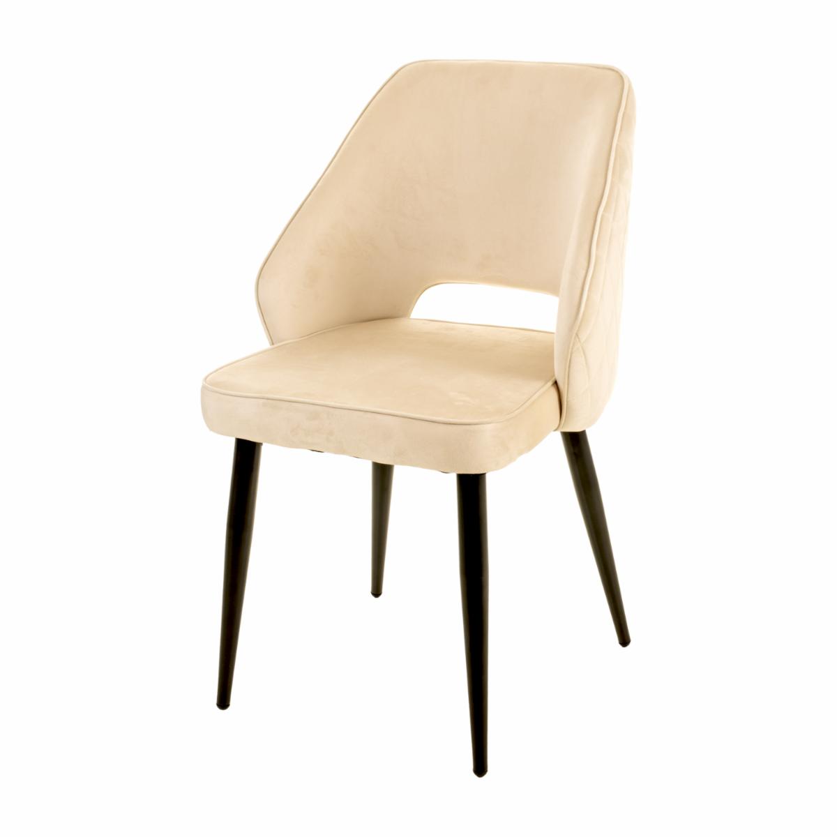 Silla Con Patas Negras Beige HY Textil
