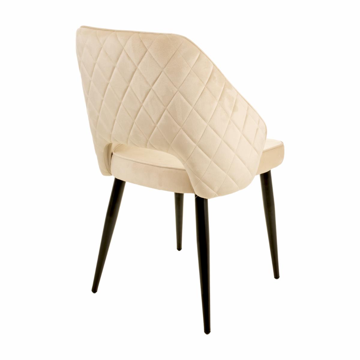 Silla Con Patas Negras Beige HY Textil