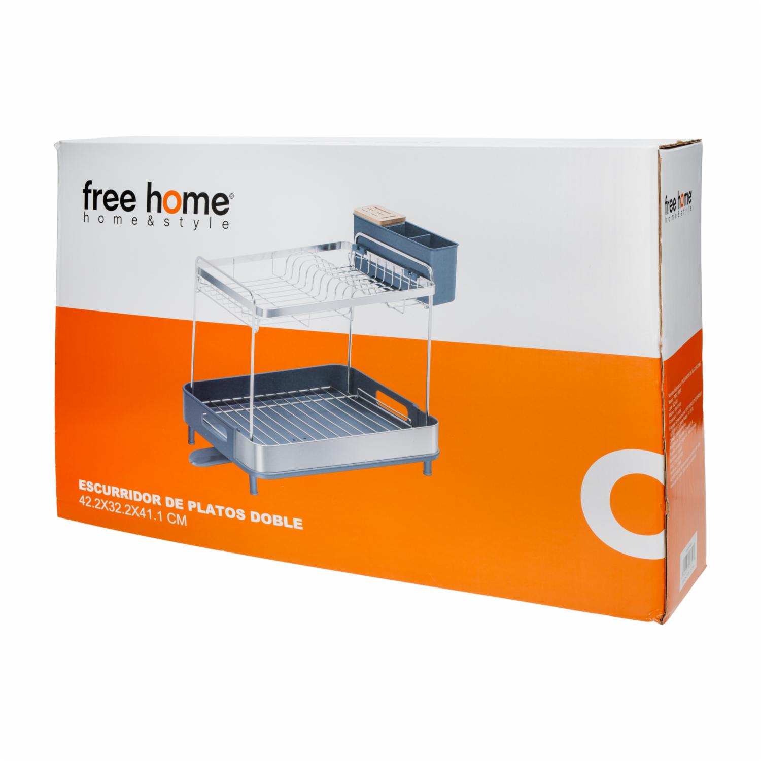 Escurridor De Platos Doble Altura Premium FREE HOME 46.6X32.1X41.3 CM