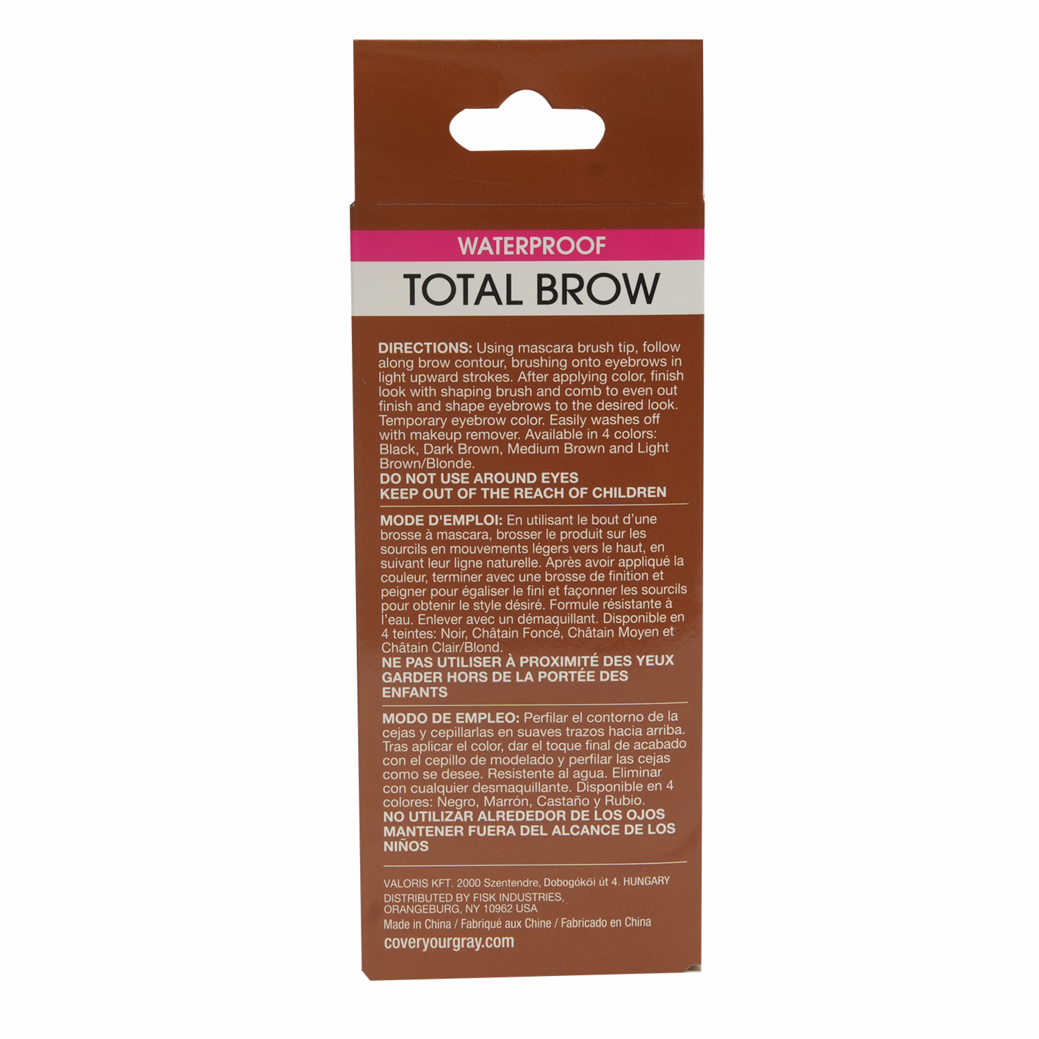 Máscara De Cejas Sellante Con Peinilla Café Medio COVER YOUR GRAY 10 G