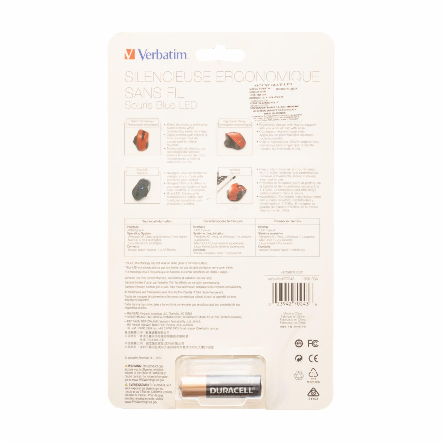 Mouse Ergonómico Blue Led Red VERBATIM Wireless - Imagen 2