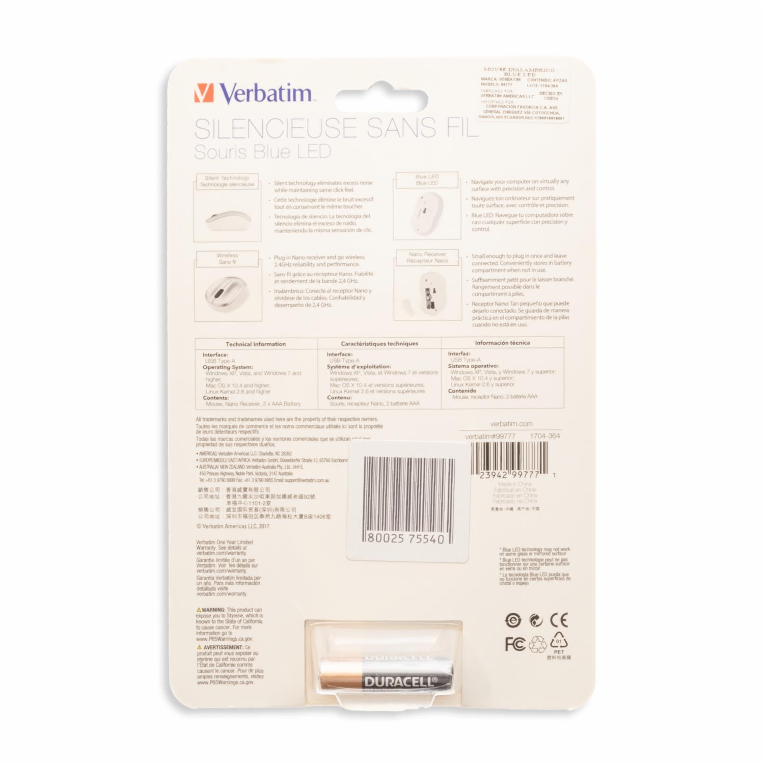 Mouse Silent Blue Led Silver VERBATIM Wireless - Imagen 2