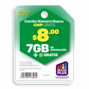 Chip Numerado 30 Días MAXIPLUS Combo