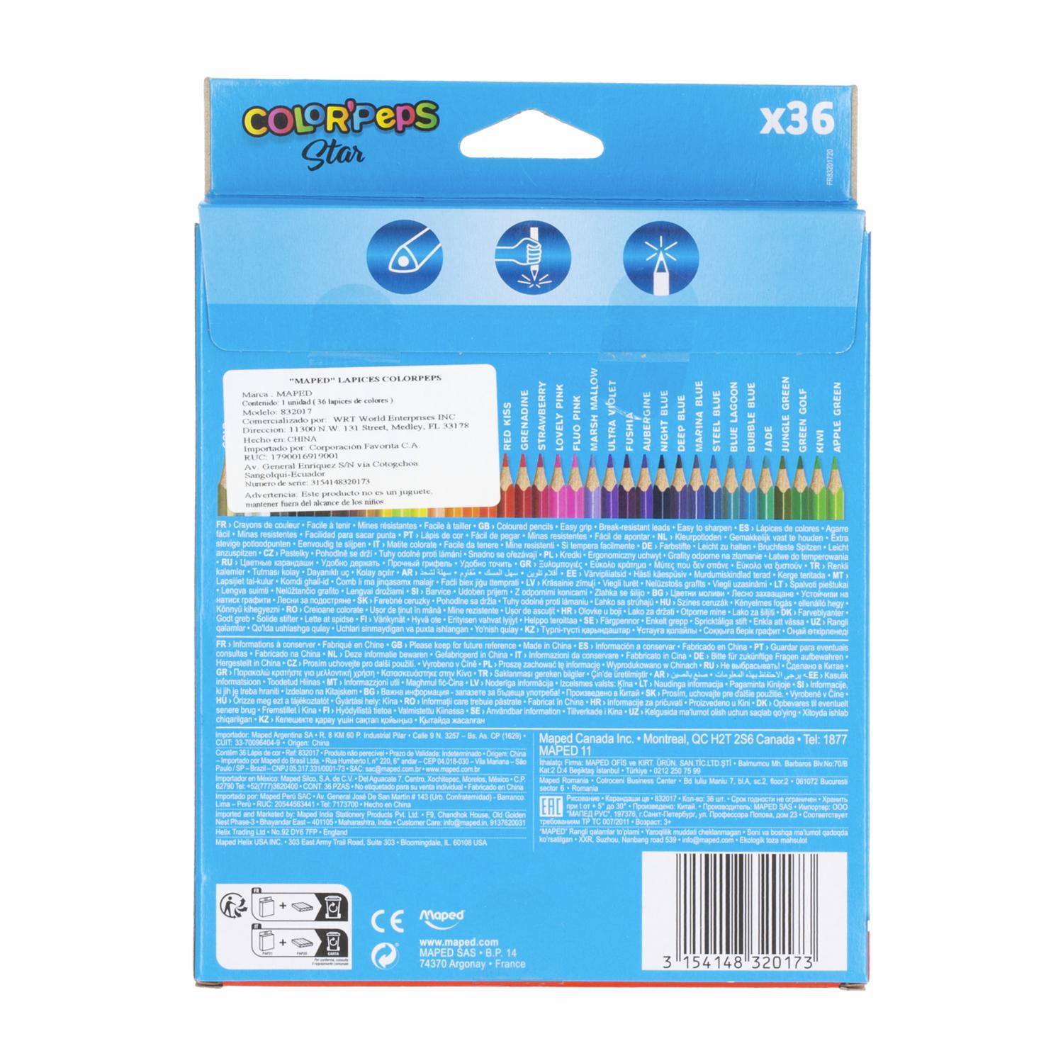 Lápices Color Peps MAPED 36 Colores