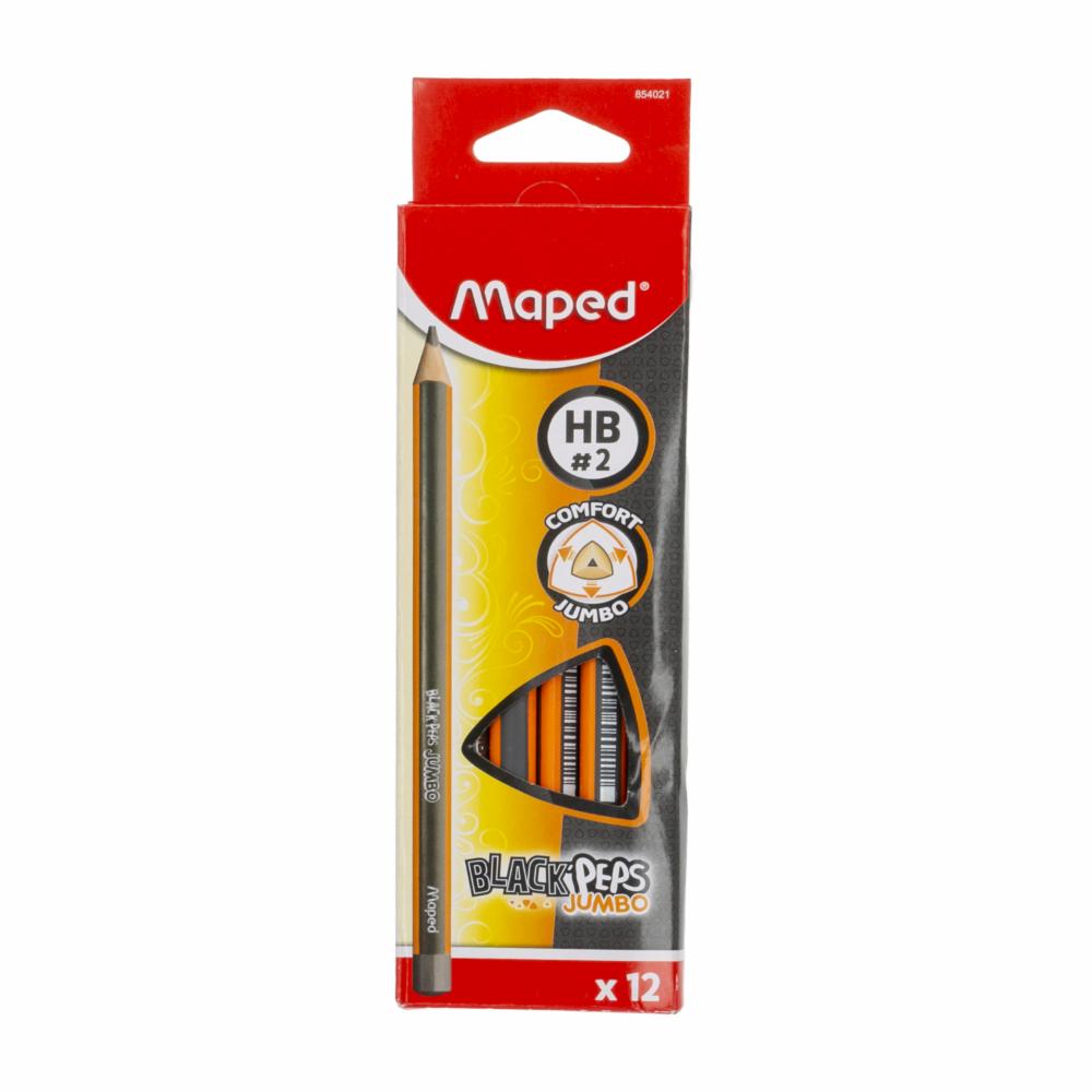 Lapices De Grafito Diseño Black Peps Jumbo MAPED X 12 Uds - Imagen 2