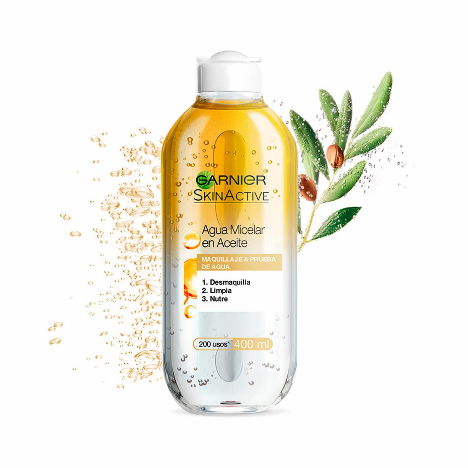 Agua Micelar En Aceite Para Maquillaje A Prueba De Agua GARNIER SKIN ACTIVE 400 Ml