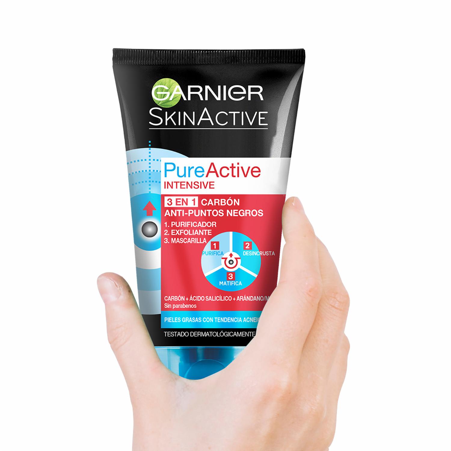 Limpiador Facial Pure Active Intensive 3 En 1 Carbón GARNIER SKIN ACTIVE 150 Ml