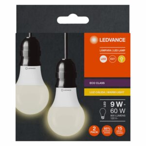 Foco Led Eco Class A60 9W E27 Kit X2 LEDVANCE Luz Cálida