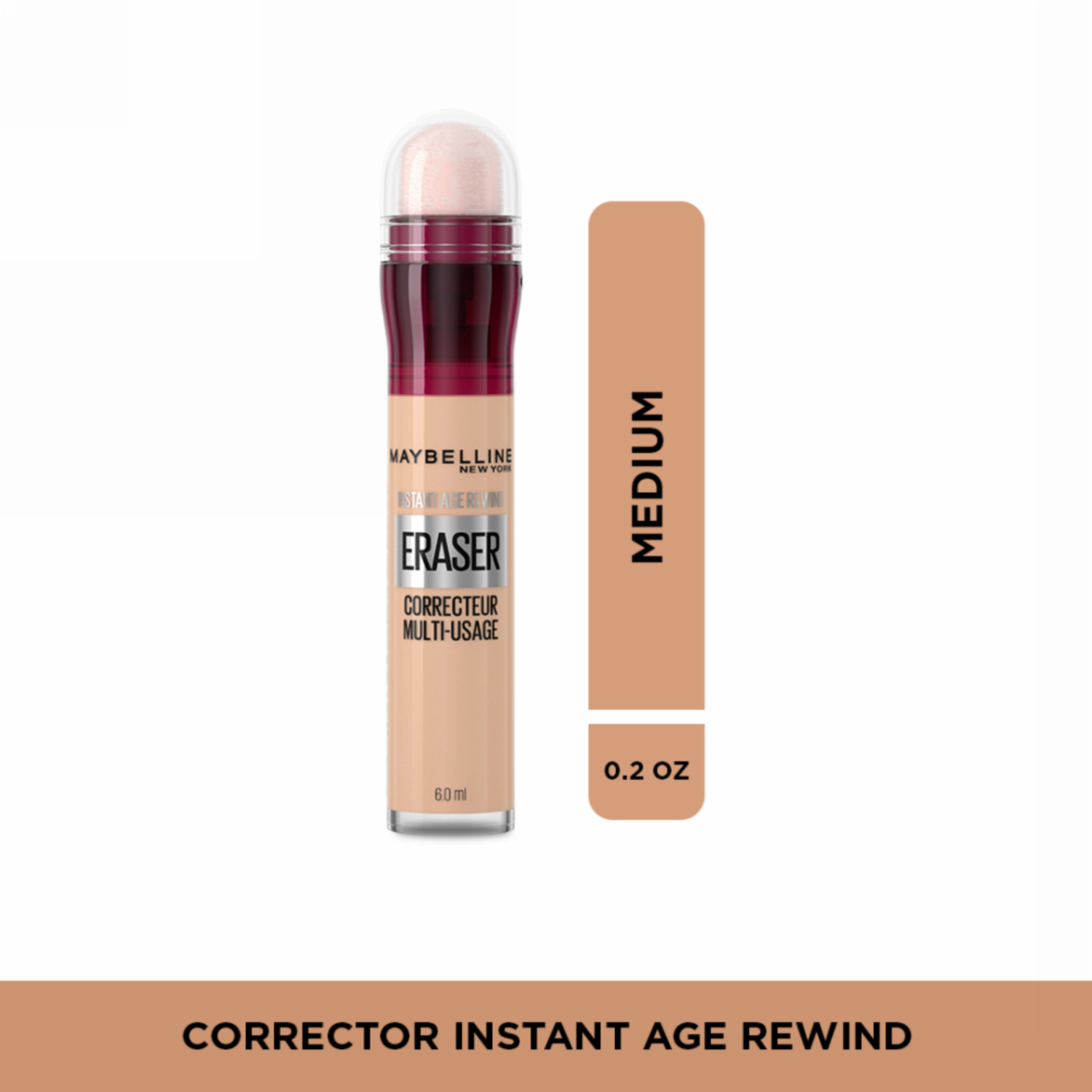 Corrector De Maquillaje Líquido Instant Age Rewind Tono Medium MAYBELLINE NEW YORK 0.2 Oz - Imagen 2