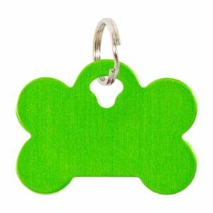 Placa Para Collar Metalica Con Forma De Hueso Color Verde DRAGON ENGRAVERS Unidad