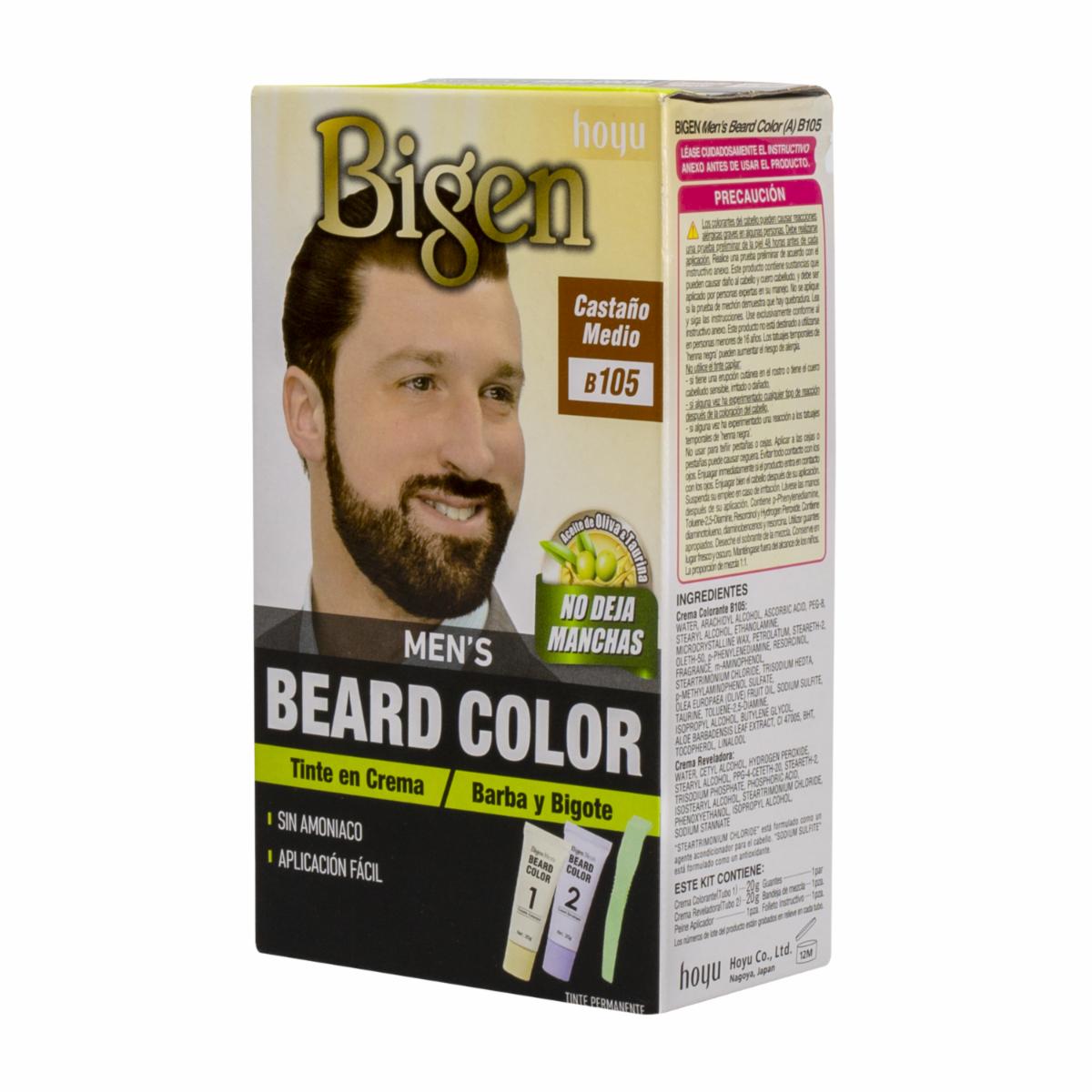 Tinte Para Barba Y Bigote Sin Amoníaco N° B.105 Castaño Medio BIGEN MEN’S 1 Kit