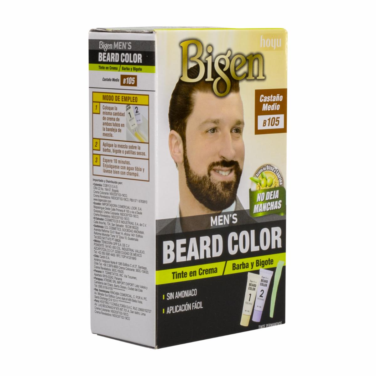 Tinte Para Barba Y Bigote Sin Amoníaco N° B.105 Castaño Medio BIGEN MEN’S 1 Kit