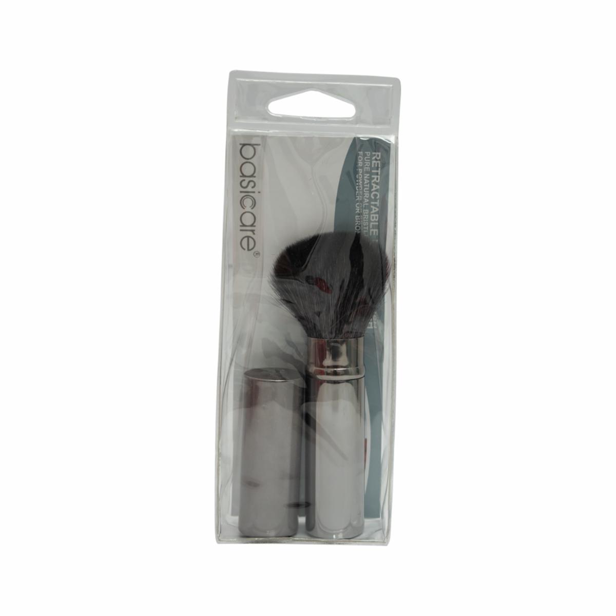 Brocha De Maquillaje Retráctil Para Base Y Polvo BASICARE Con Mango Ergonómico De 2.3Cm