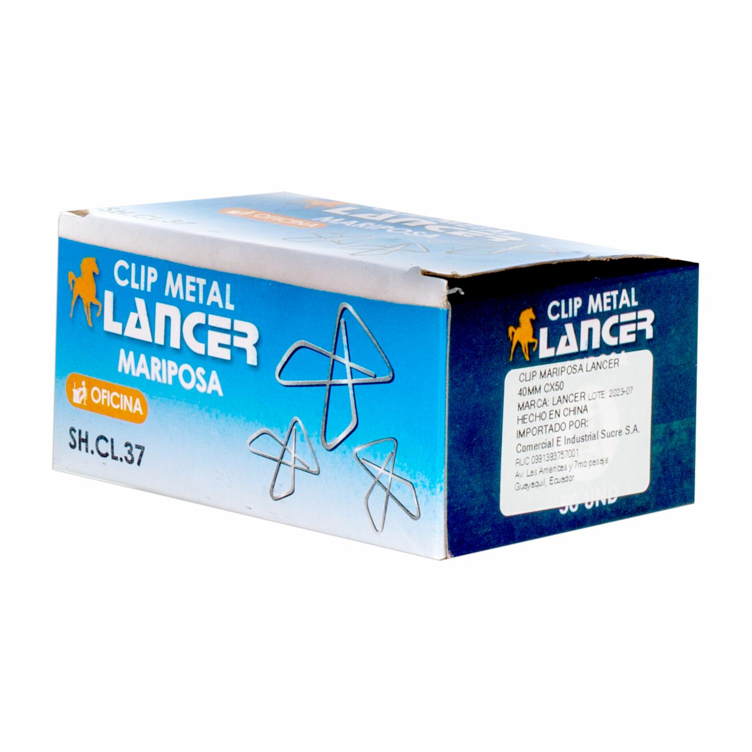 Clip Para Hojas Tipo Mariposa De 40 Milímetros LANCER Unidad