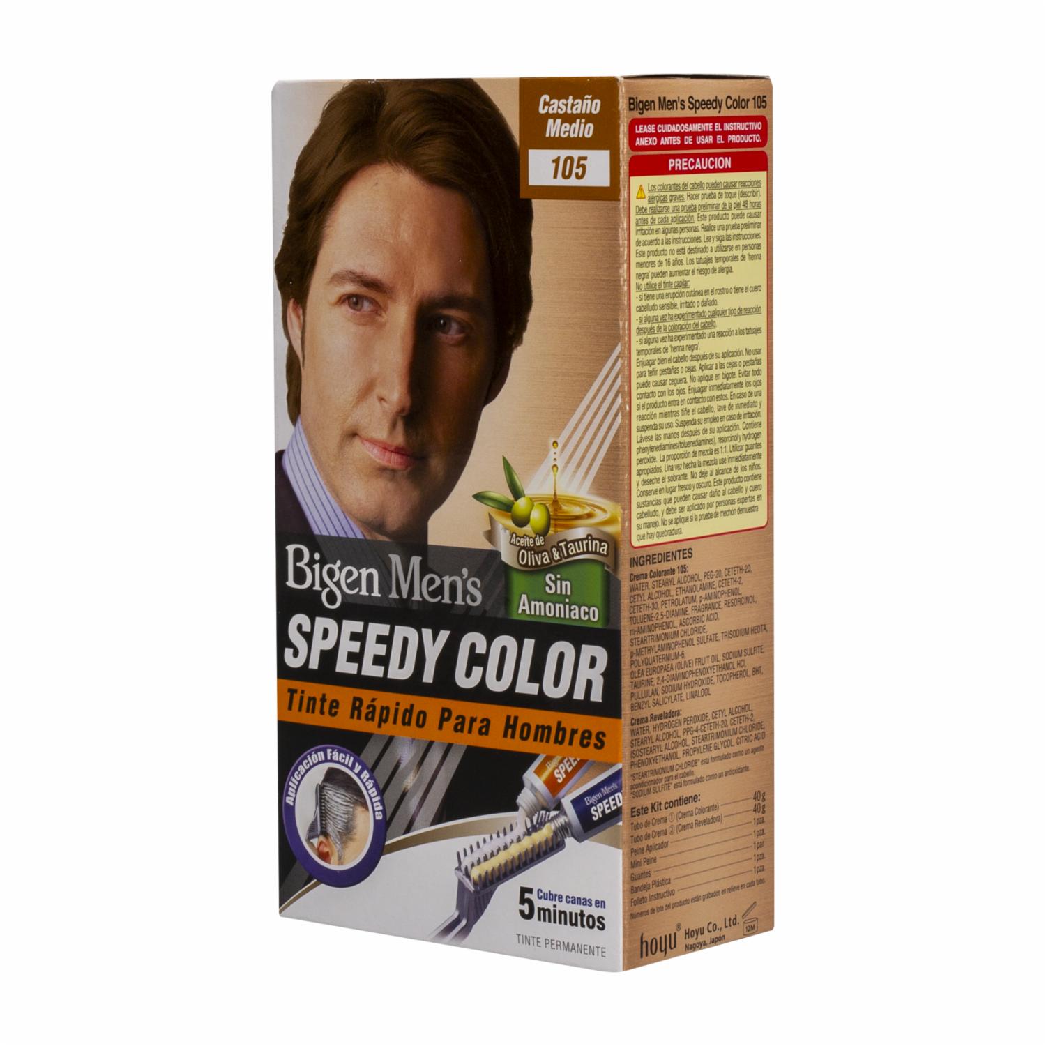 Tinte De Cabello En Crema Sin Amoníaco N° 105 Castaño Mediano BIGEN MEN’S 1 Kit + Peine