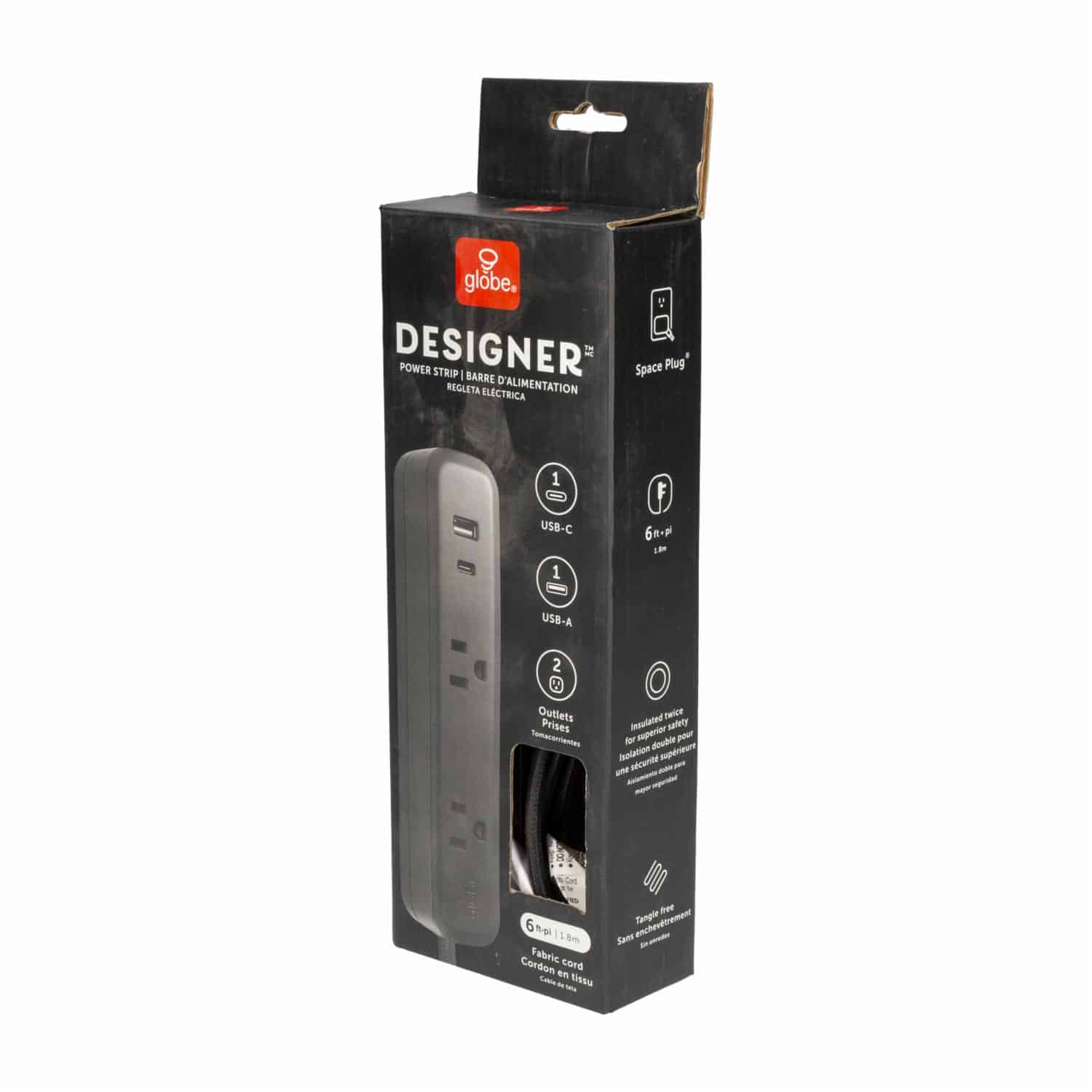 Multitoma Eléctrica Con USB Negro GLOBE Unidad - Imagen 2