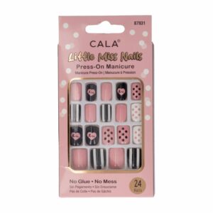 Uñas Postizas Negro Y Rosado CALA 24 Piezas