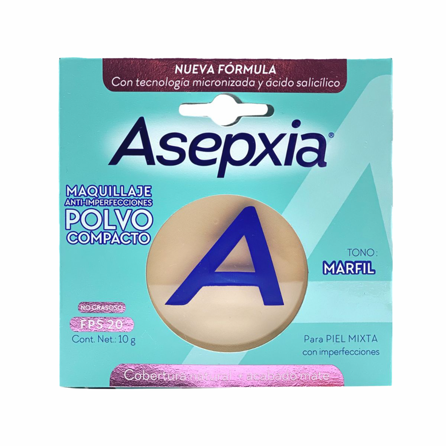 Polvo Compacto Anti-Imperfecciones Tono Claro Mate ASEPXIA 10 G - Imagen 2