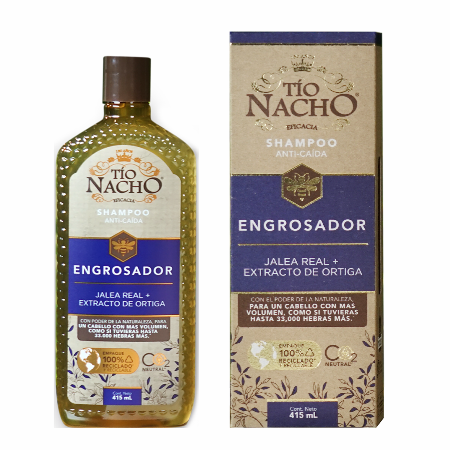 Shampoo De Cabello Engrosador De Volumen Capilar Con Extracto De Ortiga TÍO NACHO 415 Ml
