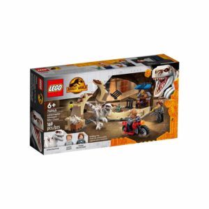 Bloques De Armar Persecución En Moto Del Dinosaurio Atrociraptor LEGO JURASSIC WORLD 169 Piezas