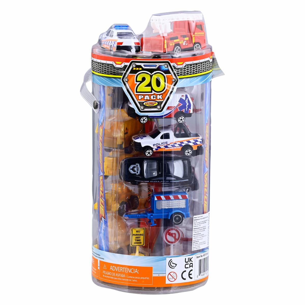 Set En Tubo Con Carritos EXPRESS WHEELS Incluye 20 Piezas