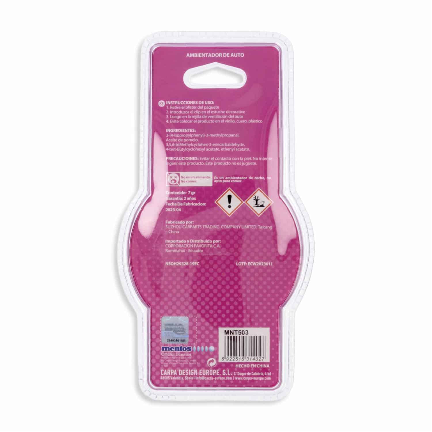 Ambiental De Auto Para Ventilación Fragancia A Frutas MENTOS 7 G - Imagen 2