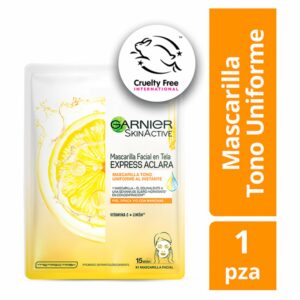 Mascarilla Facial En Tela Tono Uniforme De Vitamina C + Limón GARNIER SKIN ACTIVE 1 Pza 28 G