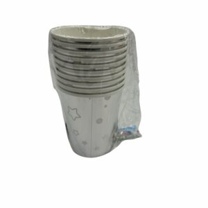 Vaso 7 Oz Plateado Happy Birthday IMPORTADORA CUMPLEAÑOS X 10 Uds