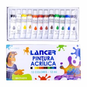 Pintura Acrílica En Tubos De 12 ML LANCER X 12 Colores