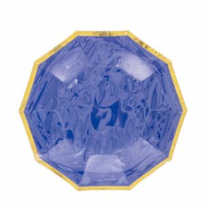 Platos Desechables Color Azul Y Dorado 23 Cm IMPORTADORA CUMPLEAÑOS X 10 Uds