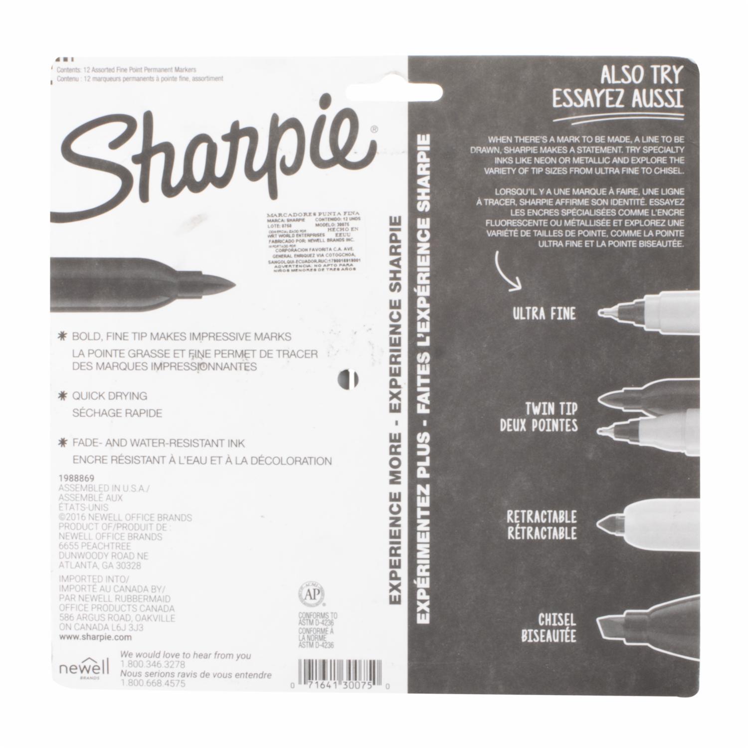 Marcadores Permanetes Punta Fina SHARPIE X 12 Uds